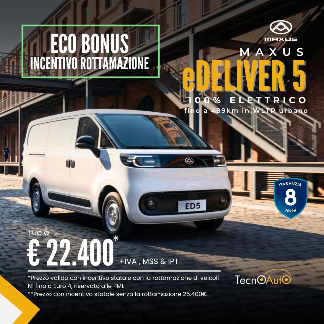 MAXUS eDELIVER 5 elettrico in promozione con Ecobonus